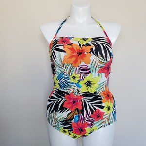 Jantzen Tropical Floral One Piece Swimsuit Plus 14